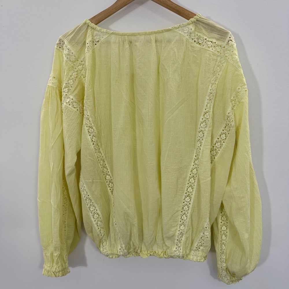 Free People Pale Yellow Embroidered Peasant Blouse - Picture 4 of 6